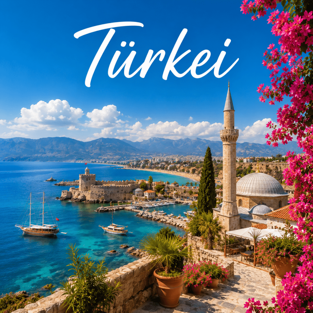 Reiseziele in der Türkei wie z.B. Istanbul, Side, Alanya, Antalya, Kemer, Bodrum, Ankara, Kusadasi, Cesme, Belek, Manavgat, Kumköy Beldibi, Kemer, Evrenseki, Kumköy, Izmir