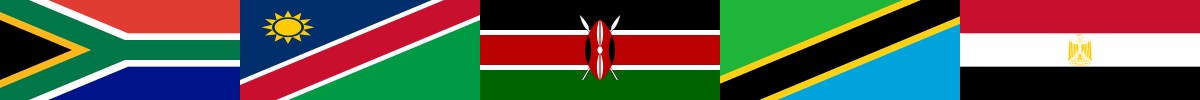 afrika-banner Die Flaggen von Südafrika, Namibia, Kenia, Tansania und Ägypten